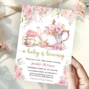 Ein Baby braut Tee Baby Shower Mädchen Rosa Floral Einladung