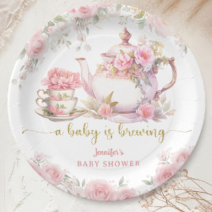 Ein Baby Braut Tee Baby Shower Rosa Floral Pappteller