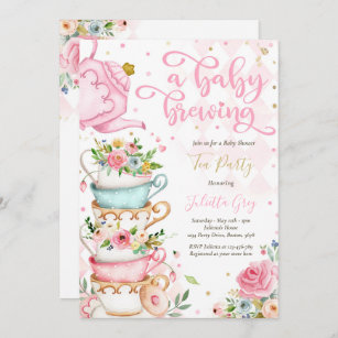 Ein Baby braut Tee Party Babydusche Rosen pink Einladung