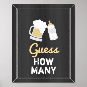 Ein Baby brütet Babydusche schätzt wie viele Spiel Poster