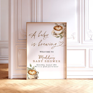 Ein Baby brütet Begrüßungszeichen, Coffee Baby 24x Poster