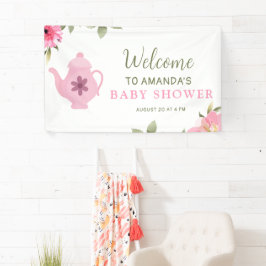 Ein Baby brütet Blume Rose Tea Baby Dusche Banner