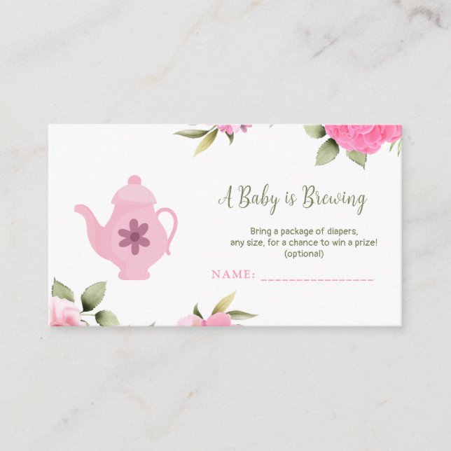 Ein Baby brütet Blume Rose Tea Baby Dusche Begleitkarte (Vorderseite)