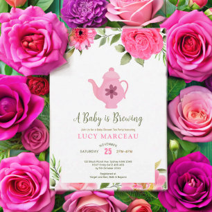 Ein Baby brütet Blume Rose Tea Baby Dusche Einladung