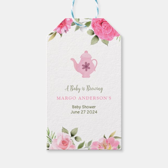 Ein Baby brütet Blume Rose Tea Baby Dusche Geschenkanhänger (Vorderseite)
