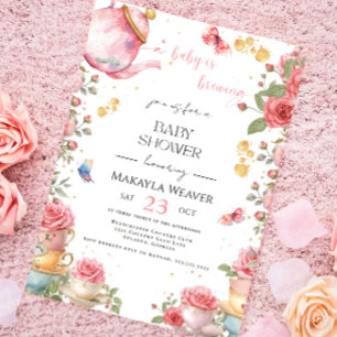 Ein Baby brütet Blush Blume Babydusche Tee Einladung