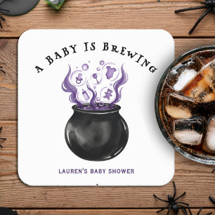 Ein Baby brütet Cauldron Halloween Baby Dusche Rechteckiger Pappuntersetzer