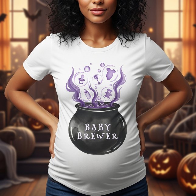 Ein Baby brütet Cauldron Halloween Baby Dusche T-Shirt (A Baby is Brewing Cauldron Halloween Baby Shower T-Shirt
)