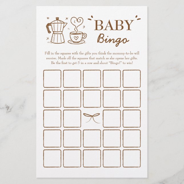Ein Baby brütet Coffee Baby Bingo Game (Vorderseite)