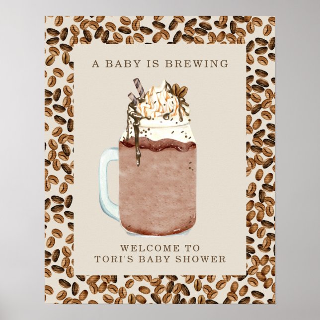 Ein Baby brütet eine Eiskaffee Babydusche. Empfang Poster (Vorne)