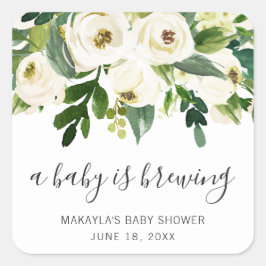 Ein Baby brütet eine elegante Blumen-Girl-Babydusc Quadratischer Aufkleber