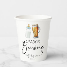 Ein Baby brütet eine Flaschengrübe-Glass-Babydusch Pappbecher