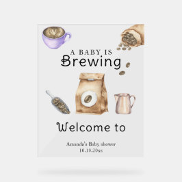 Ein Baby brütet eine Kaffee-Cup-Babydusche Acrylschild