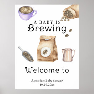 Ein Baby brütet eine Kaffee-Cup-Babydusche Poster