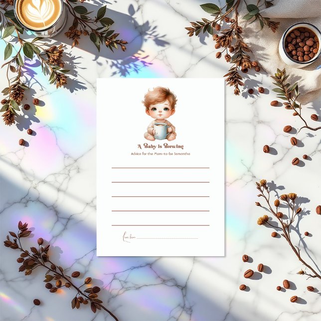 Ein Baby brütet eine kaffee-gemachte Babydusche Hinweiskarte (A Baby Is Brewing Coffee-Themed Baby Shower Advice Card)