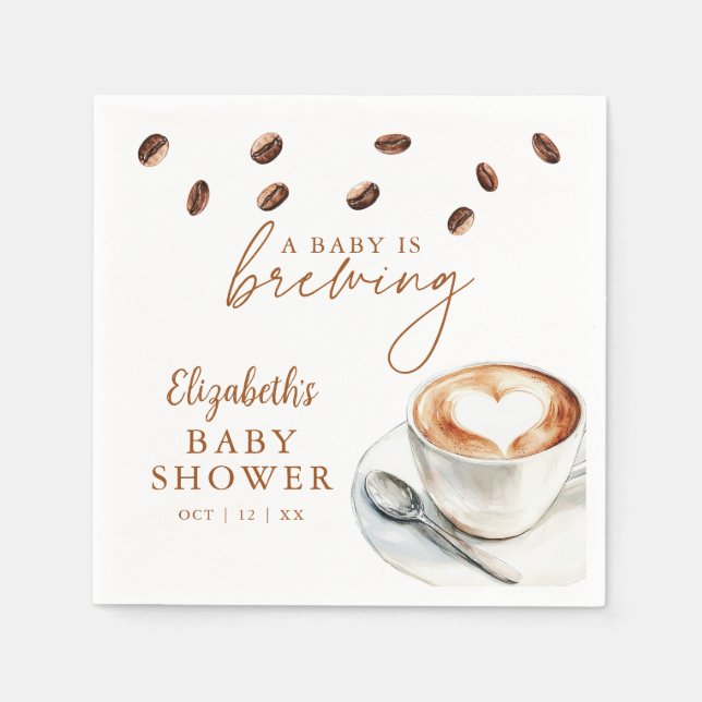 Ein Baby brütet eine Kaffeemaschine. Serviette (Vorderseite)