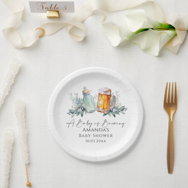 Ein Baby brütet eine Minimalistische Babydusche Pappteller (Hochzeit)