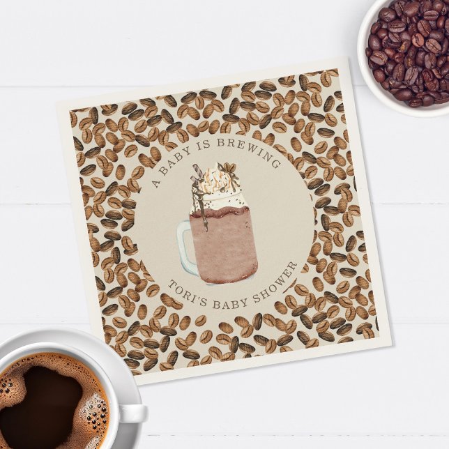Ein Baby brütet Eiskaffee Bohnen Babydusche Serviette (Von Creator hochgeladen)