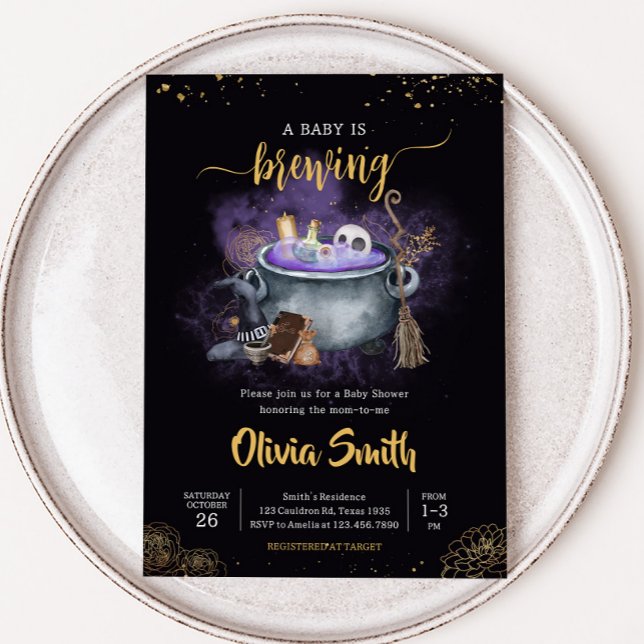 Ein Baby brütet gerade scharfe Halloween-Kinderdus Einladung (A Baby is Brewing Baby Shower Invitation
)