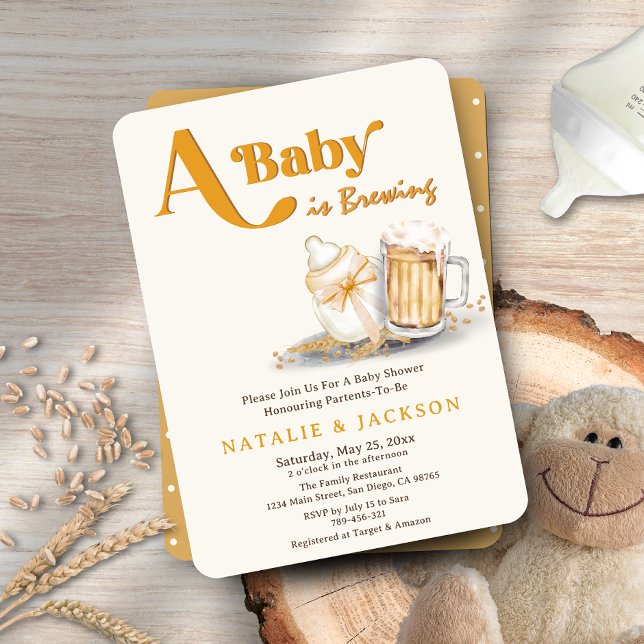 Ein Baby brütet Geschlechtsneutrale Babydusche Einladung (A Baby is Brewing Gender Neutral Coed Baby Shower Invitation )