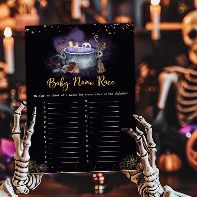 Ein Baby brütet gespoky Baby Name Race Game (A Baby is Brewing Baby Shower Baby Name Race Game)