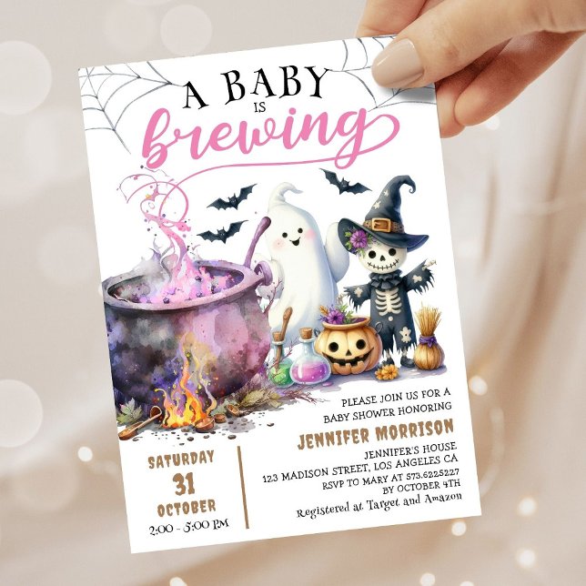 Ein Baby brütet! Girl Pink Halloween Kinderdusche Einladung (Von Creator hochgeladen)