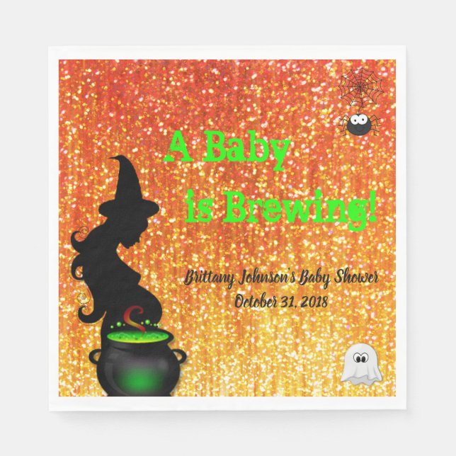 Ein Baby brütet! Halloween Baby Shower Napkin Serviette (Vorderseite)