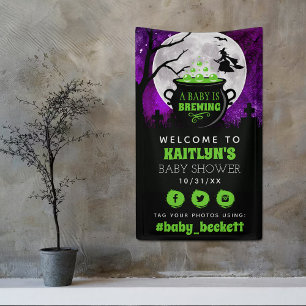 Ein Baby brütet Halloween-Babydusche. Empfang Banner