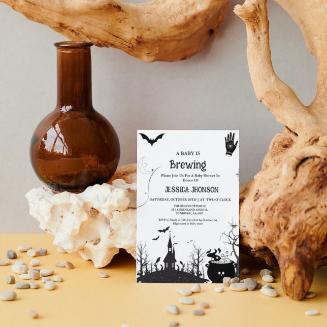 Ein Baby brütet Halloween Black Baby Dusche Ankündigung (Von Creator hochgeladen)