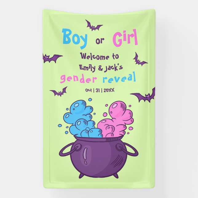 Ein Baby brütet Halloween Gender Reveal Banner (Vertikal)