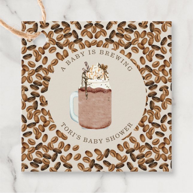 Ein Baby brütet Icced Coffee Baby Shower Gevor Geschenkanhänger (Vorderseite)