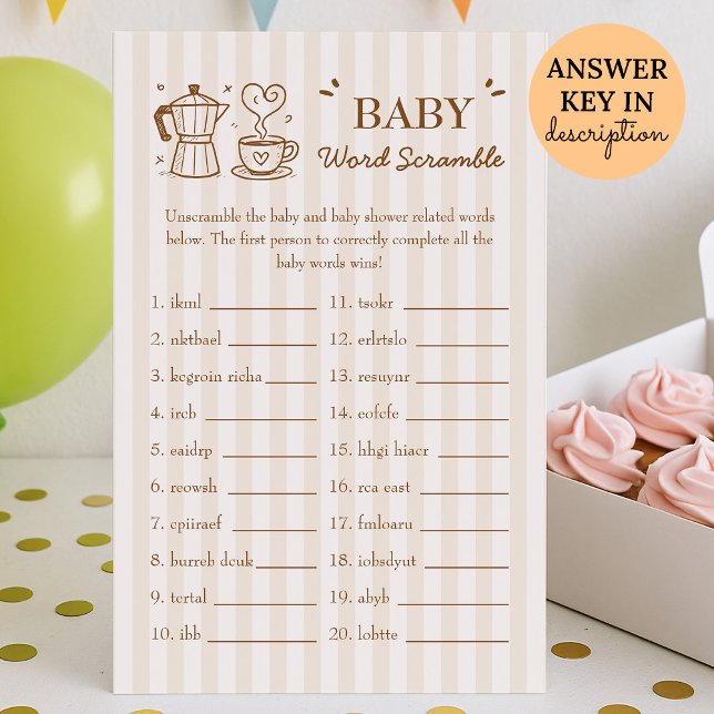 Ein Baby brütet Kaffee Baby Word Scramble Game (Von Creator hochgeladen)