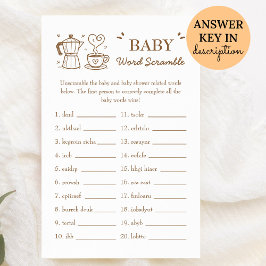 Ein Baby brütet Kaffee Baby Word Scramble Game