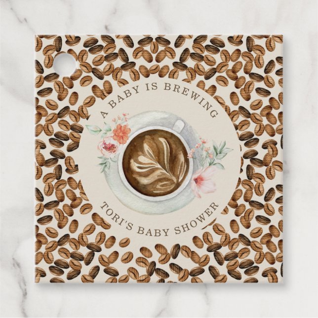 Ein Baby brütet Kaffee-Blumendusche Geschenkanhänger (Vorderseite)