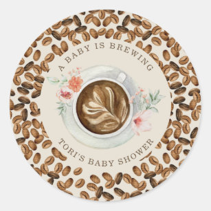 Ein Baby brütet Kaffee-Blumendusche Runder Aufkleber