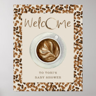 Ein Baby brütet Kaffeebohnen Babydusche Begrüßung Poster