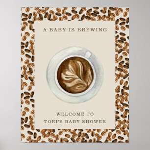 Ein Baby brütet Kaffeebohnen Babydusche Poster