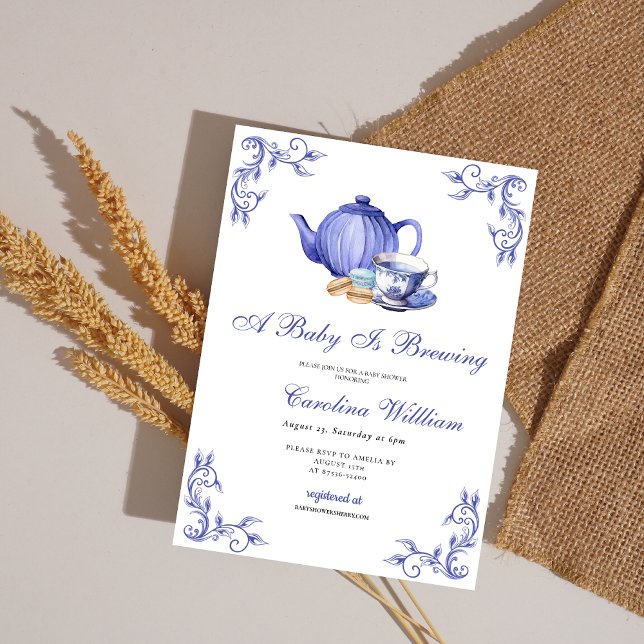 Ein Baby brütet lila Tea Party Baby Dusche Einladung (Von Creator hochgeladen)