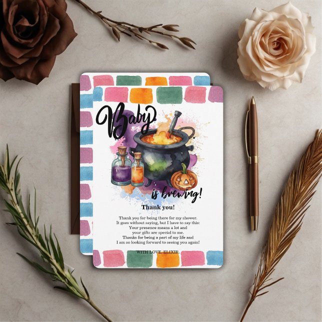 Ein Baby brütet. | Niedliche Halloween-Kinderdusch Dankeskarte (Von Creator hochgeladen)