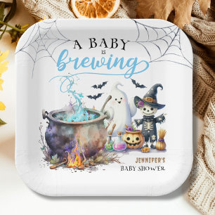 Ein Baby brütet Niedliche Halloween-Kinderdusche Pappteller