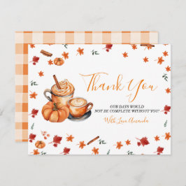 Ein Baby brütet Pumpkin Gewürz-Kaffee-Babydusche Dankeskarte