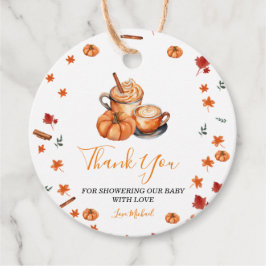Ein Baby brütet Pumpkin Gewürz-Kaffee-Babydusche Geschenkanhänger