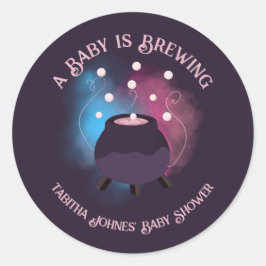 Ein Baby brütet Spooky Gender Reveal Cauldron Runder Aufkleber