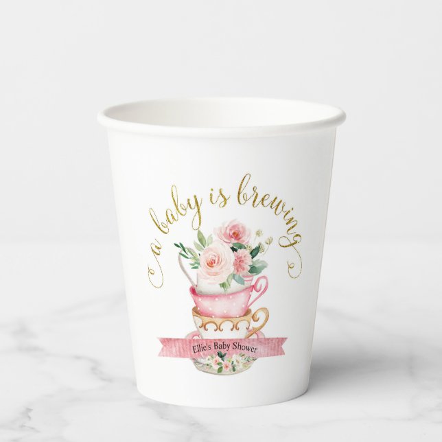 Ein Baby brütet Tee-Party-Papiertüten Pappbecher (Rückseite)