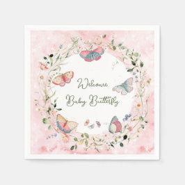 Ein Baby Butterfly ist auf dem Weg zur Babydusche Serviette