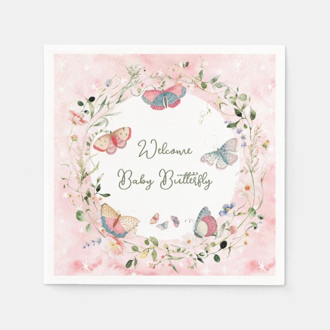 Ein Baby Butterfly ist auf dem Weg zur Babydusche Serviette (Vorderseite)
