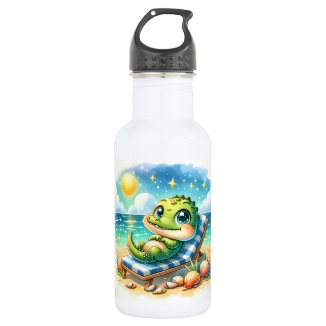 Ein Baby Croc's Sunny Escape Personalisiert Edelstahlflasche (Vorderseite)