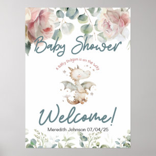 Ein Baby Dragon ist auf dem Baby Begrüßungsschild Poster