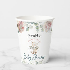 Ein Baby Dragon ist auf dem Weg Babydusche Papier  Pappbecher