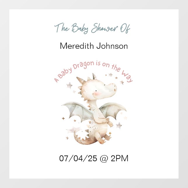 Ein Baby Dragon ist auf dem Weg Babyklammer Fensteraufkleber (Blatt)